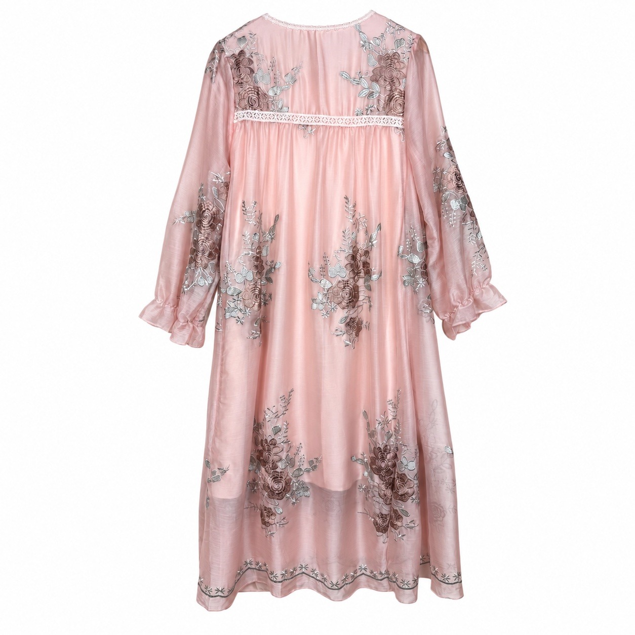 Nwt Soolinen Floral Embroidery 3d Rose Applique Dress Women Pink Midi Boho Fairy — image 2 of 8